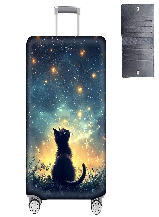 GYSYZJDH Luggage Cover Protector for 19-20 Inch Suitcases, TSA Approved Elastic Travel Suitcase Covers, Anti-Scratch Washable Luggage Sleeve for Carry On & Checked Bags, Black Cat Sky - Image 1